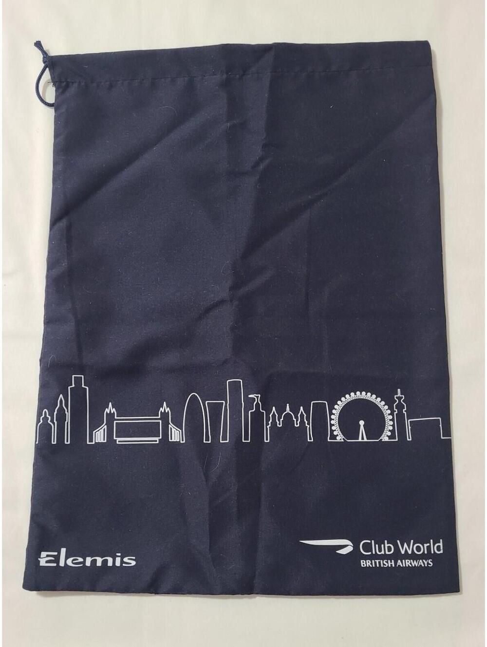 Brittish Airways Club World X Elemis Amenity Kit 14X10.5 Blue Drawsting BAG ONLY